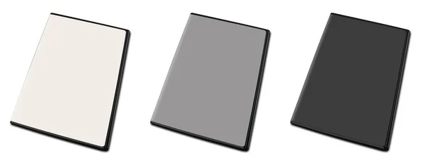 Plantilla Blanco Caja Dvd Blanco Gris Negro Para Diseños Presentación —  Fotos de Stock