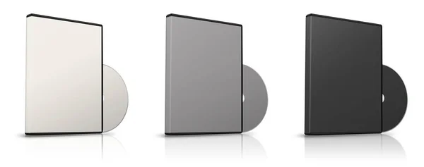 Dvd Box Modello Vuoto Bianco Grigio Nero Layout Presentazione Design — Foto Stock