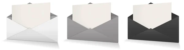 Three Postal Envelope Blank Template White Grey Black Presentation Layouts — Stock Photo, Image