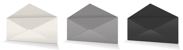 Drie Postal Enveloppe Blanco Sjabloon Wit Grijs Zwart Voor Presentatie — Stockfoto