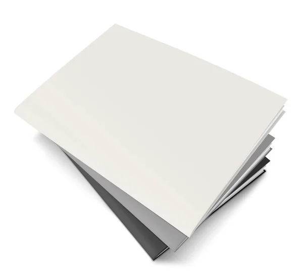 三个杂志空白模板 灰色和黑色 用于演示布局和设计 3D渲染 数字生成的图像 因白人背景而被隔离 — 图库照片