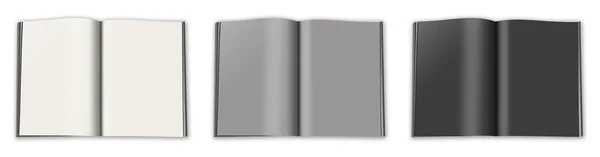 Tre Modelli Vuoti Riviste Bianco Grigio Nero Layout Presentazione Design — Foto Stock