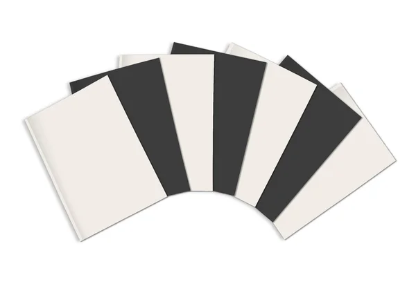 杂志空白模板 灰色和黑色 用于展示布局和设计 3D渲染 数字生成的图像 因白人背景而被隔离 — 图库照片