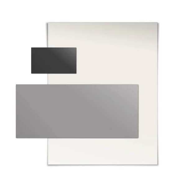 Três Papel Promocional Branco Modelo Branco Cinza Preto Para Layouts — Fotografia de Stock