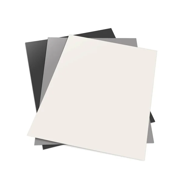 三个报告空白模板 灰色和黑色 用于演示布局和设计 3D渲染 数字生成的图像 因白人背景而被隔离 — 图库照片