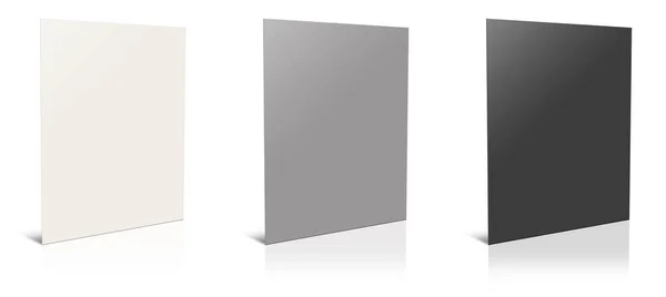 プレゼンテーションレイアウトとデザインのための3つのレポート空白のテンプレート白 グレー 3Dレンダリング デジタル生成画像 白地に隔離された — ストック写真