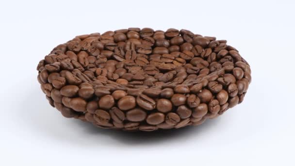 Plate Made Coffee Beans White Side View Loop Motion Rotation — Stock Video