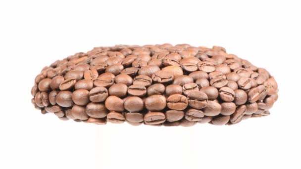 Coffee Beans Hang Air White Background Side View Loop Motion — Stock Video
