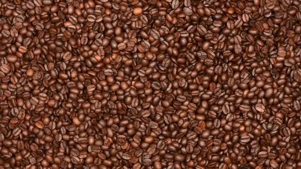 コーヒー豆の背景 サイドビュー ループ モーション 360回転 Uhdビデオ映像3840X2160 — ストック動画