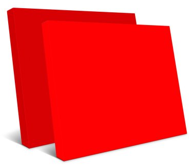 Sunum düzeni ve tasarım için Red Canvas Wraps şablonu. 3 boyutlu görüntüleme. Dijital olarak oluşturulmuş resim. Beyaz arkaplanda izole.