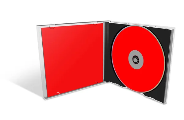 Cd或Dvd空白模板红色 用于演示布局和设计 3D渲染 数字生成的图像 因白人背景而被隔离 — 图库照片