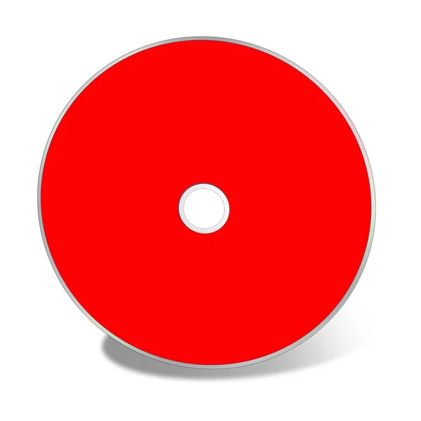 Cd或Dvd空白模板红色 用于演示布局和设计 3D渲染 数字生成的图像 因白人背景而被隔离 — 图库照片