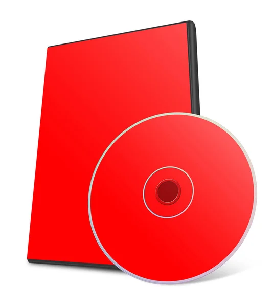 Dvd盒空白模板红色 用于演示布局和设计 3D渲染 数字生成的图像 因白人背景而被隔离 — 图库照片