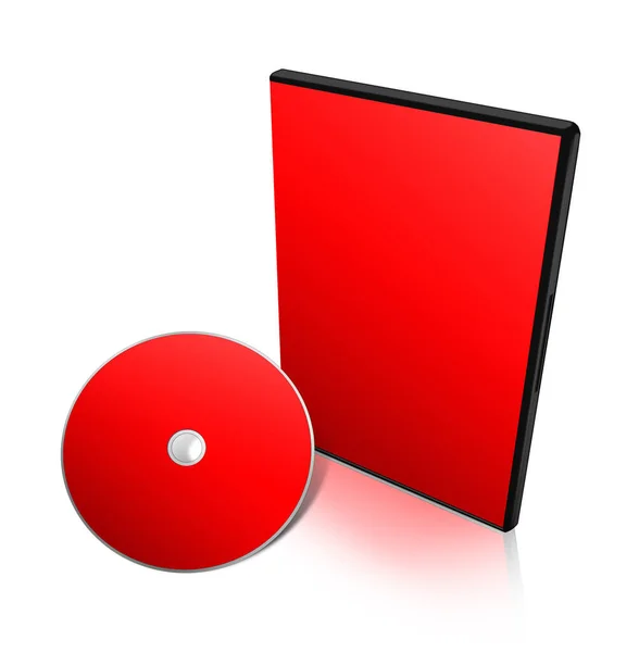 プレゼンテーションレイアウトやデザインのためのDvdボックス空白のテンプレート赤 3Dレンダリング デジタル生成画像 白地に隔離された — ストック写真