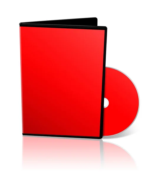 Modelo Caixa Dvd Branco Vermelho Para Layouts Apresentação Design Renderização — Fotografia de Stock