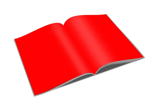 红色杂志空白模板 用于演示布局和设计 3D渲染 数字生成的图像 因白人背景而被隔离 — 图库照片