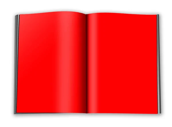 红色杂志空白模板 用于演示布局和设计 3D渲染 数字生成的图像 因白人背景而被隔离 — 图库照片