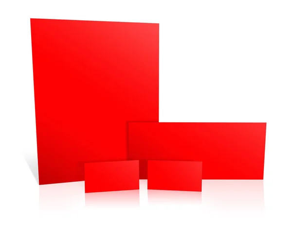 プレゼンテーションレイアウトとデザインのための赤いプロモーションペーパー空白のテンプレート 3Dレンダリング デジタル生成画像 白地に隔離された — ストック写真