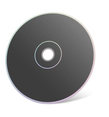 Sunum düzeni ve tasarımı için CD ya da DVD boş şablon siyahı. 3 boyutlu görüntüleme. Dijital olarak oluşturulmuş resim. Beyaz arkaplanda izole.