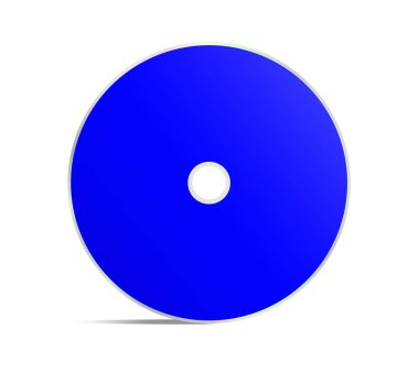 Sunum düzeni ve tasarımı için CD veya DVD boş şablon mavisi. 3 boyutlu görüntüleme. Dijital olarak oluşturulmuş resim. Beyaz arkaplanda izole.