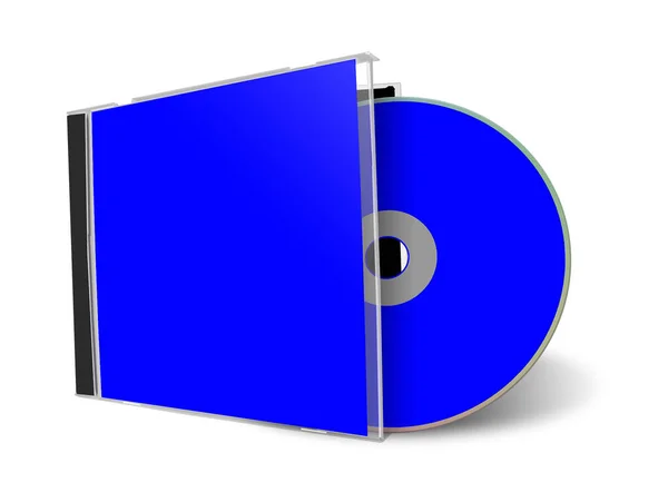 Cd或Dvd空白模板蓝色 用于演示布局和设计 3D渲染 数字生成的图像 因白人背景而被隔离 — 图库照片