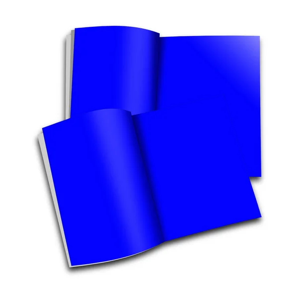 Blue Magazin Üres Sablon Bemutató Elrendezések Design Renderelés Digitálisan Generált — Stock Fotó