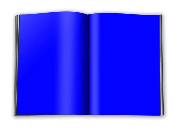 Modrý Časopis Prázdný Šablona Pro Prezentační Rozvržení Design Vykreslování Digitálně — Stock fotografie