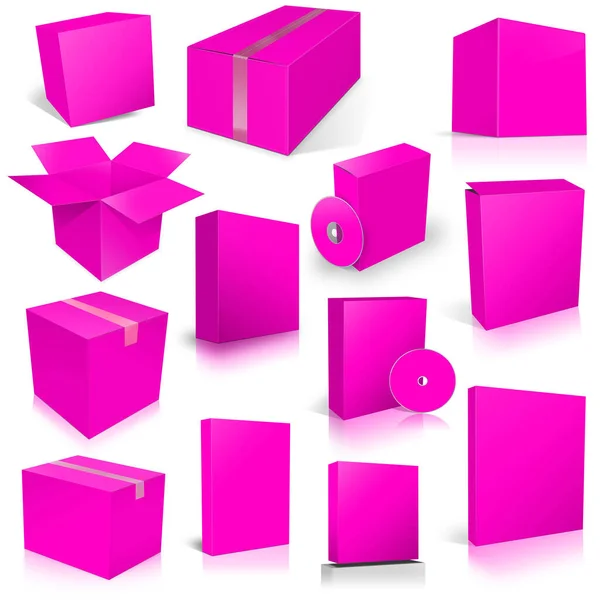 Třináct Purpurová Přepravka Softwarové Boxy Pro Rozložení Prezentaci Designu Vykreslování — Stock fotografie