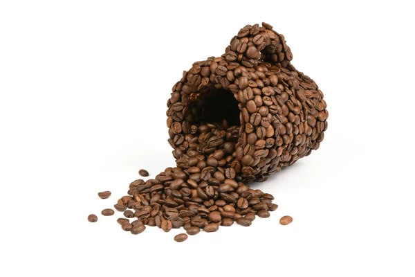 Cup Coffee Made Roasted Coffee Beans Coffee Beans Glued Shape — Stock Photo, Image