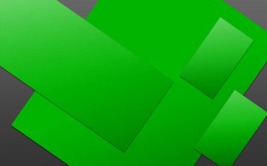 Sunum düzeni ve tasarım için yeşil tanıtım kağıdı boş şablonu. 3 boyutlu görüntüleme. Dijital olarak oluşturulmuş resim. Beyaz arkaplanda izole.