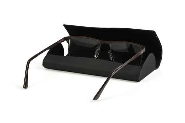 Reading Glasses Black Hard Case Isolated White Background High Resolution — Stock Photo, Image