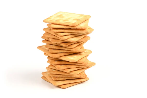 Quadratische Shortbread Kekse Isoliert Auf Weißem Hintergrund Gestapelte Butterkekse Für — Stockfoto