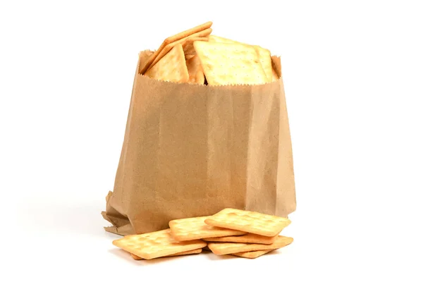 Open Full Paper Disposable Bag Brown Kraft Paper Isolated White — Stock Photo, Image