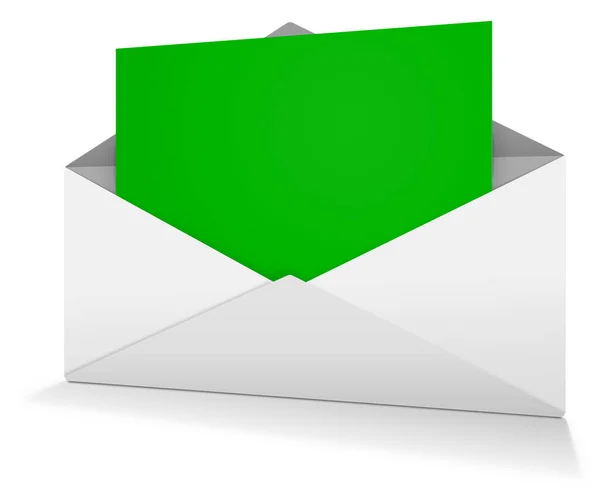 Zöld Postai Boríték Üres Sablont Bemutató Elrendezések Design Renderelés Digitálisan — Stock Fotó