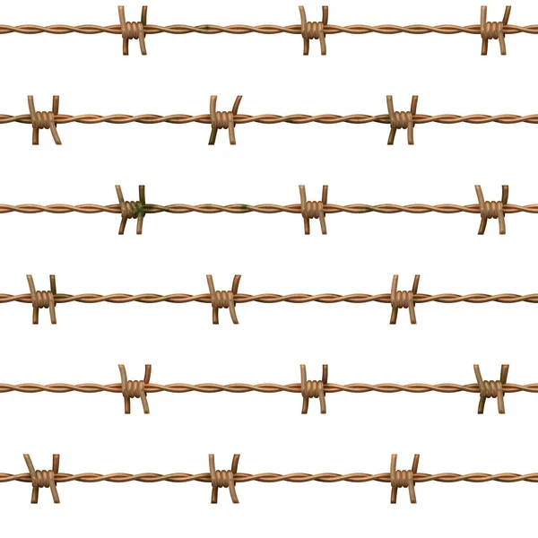 Sömlös Bakgrund Taggtråd Set Skyddsgräns Skyddskoncept Staket Sömlös Illustration Isolerad — Stockfoto