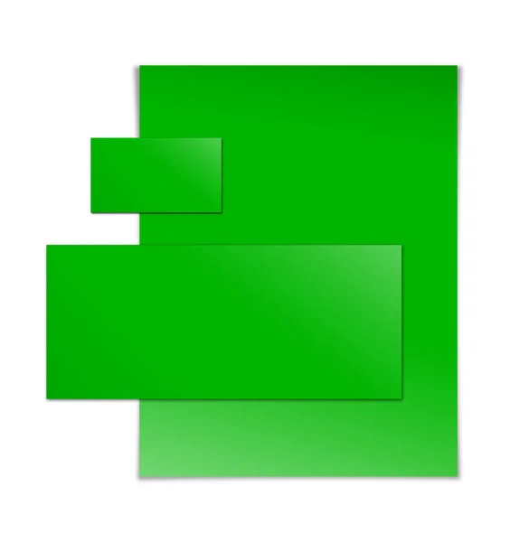 Zöld Promóciós Papír Üres Sablont Bemutató Elrendezés Design Renderelés Digitálisan — Stock Fotó