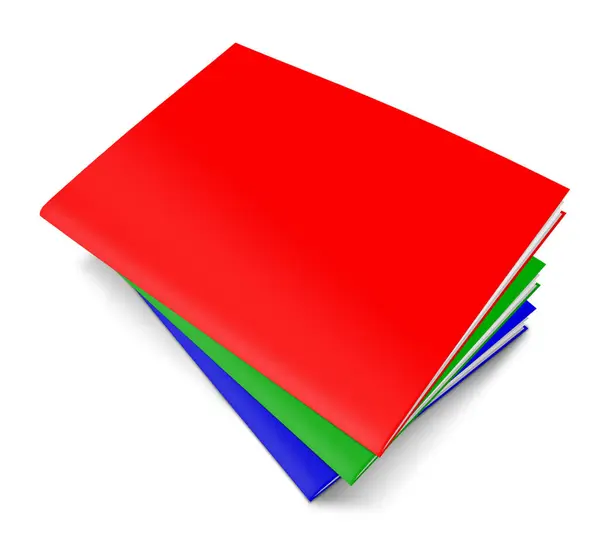 Three Magazine Blank Template Red Green Blue Rgb Presentation Layouts — Stock Photo, Image