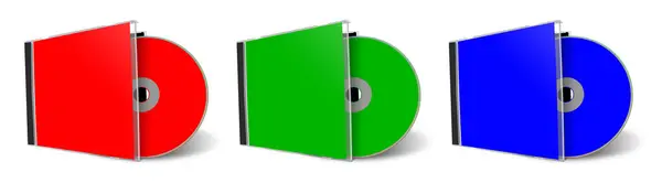Three Rgb Dvd Blank Template Red Green Blue Presentation Layouts — Stock Photo, Image