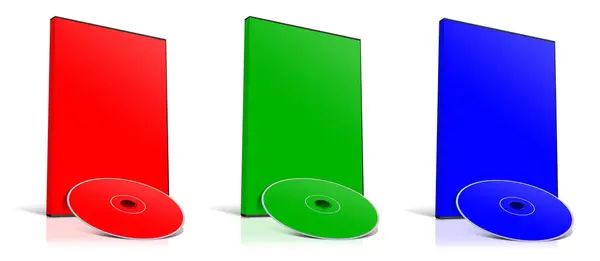 Dvd Box Blank Template Red Green Blue Rgb Presentation Layouts — Stock Photo, Image