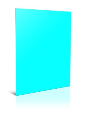 Cyan Raporları sunum düzeni ve tasarım için boş şablon. 3 boyutlu görüntüleme. Dijital olarak oluşturulmuş resim. Beyaz arkaplanda izole.