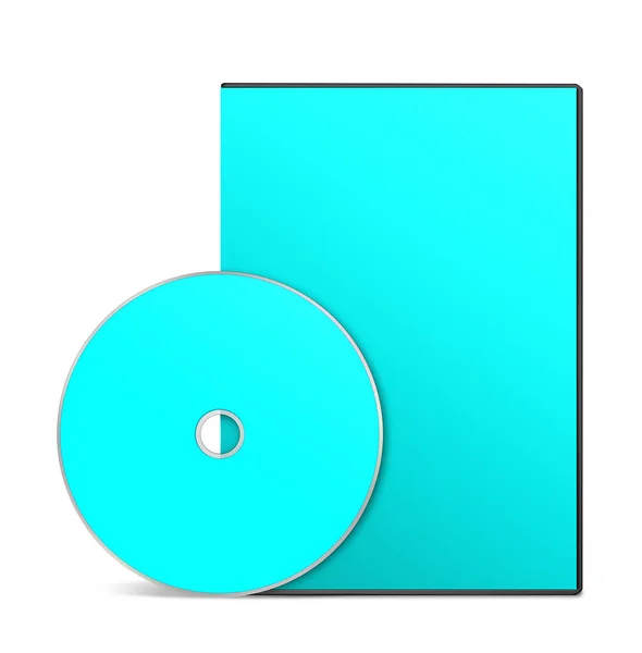 Caixa Dvd Ciano Modelo Branco Para Layouts Apresentação Design Renderização — Fotografia de Stock