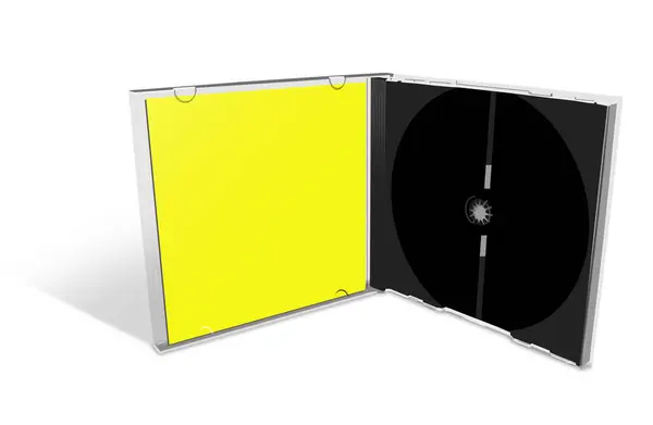 Sunum Düzeni Tasarım Için Dvd Boş Şablon Sarısı Boyutlu Görüntüleme Stok Resim