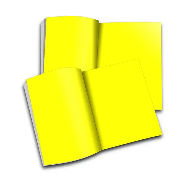 Žlutý Časopis Prázdná Šablona Pro Prezentační Rozvržení Design Vykreslování Digitálně Royalty Free Stock Obrázky