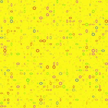 Sarı arkaplandaki çok renkli halkaların kusursuz arkaplanı. Çemberler çok renkli soyutlamalar. Doku için halkalar.