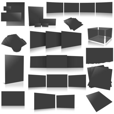 Planlar ve sunum tasarımı için siyah kağıt mektup. 3 boyutlu görüntüleme. Dijital olarak oluşturulmuş resim. Beyaz arkaplanda izole.