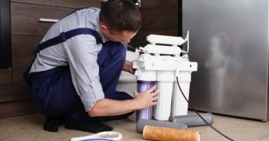 Tesisatçı su filtresindeki filtre elementini değiştir.