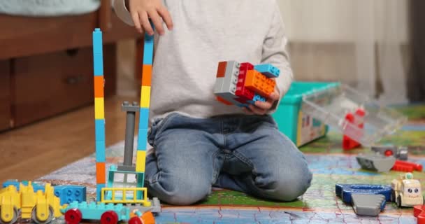 Funny Baby Boy Educational Toy Blocks Children Play Day Care — Vídeos de Stock