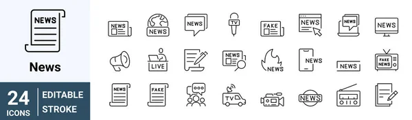 Satz Von Zeilen Websymbolen Fake News Falsche Informationen Live Propaganda — Stockvektor