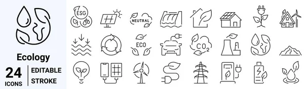 Line Web Icons Environmental Social Governance Ökologie Umwelt Pflege Des — Stockvektor