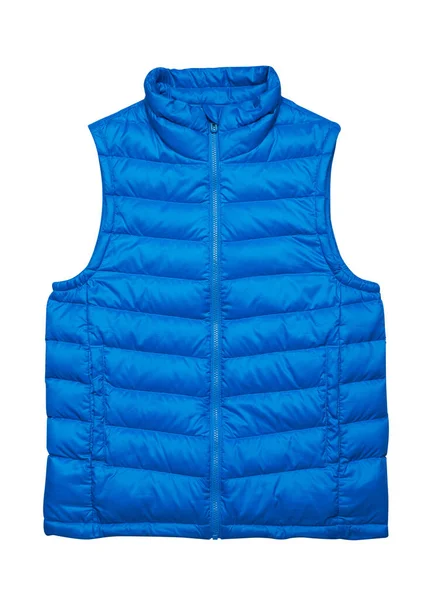 Blue Warm Sport Puffer Vest Isolated White Background — Stock Photo, Image